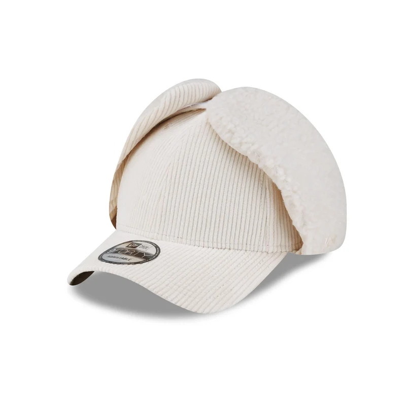 New Era Cap Ivory Corduroy Dog Ear 9FORTY Adjustable Hat One Size