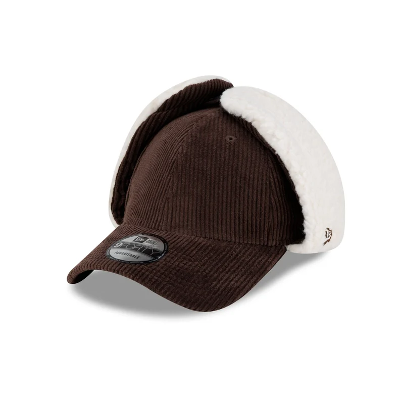 New Era Cap Brown Corduroy Dog Ear 9FORTY Adjustable Hat One Size