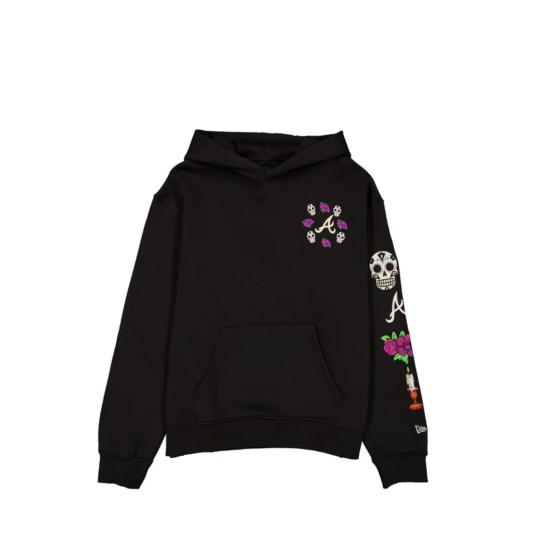 Atlanta Braves Day of the Dead Black Hoodie M