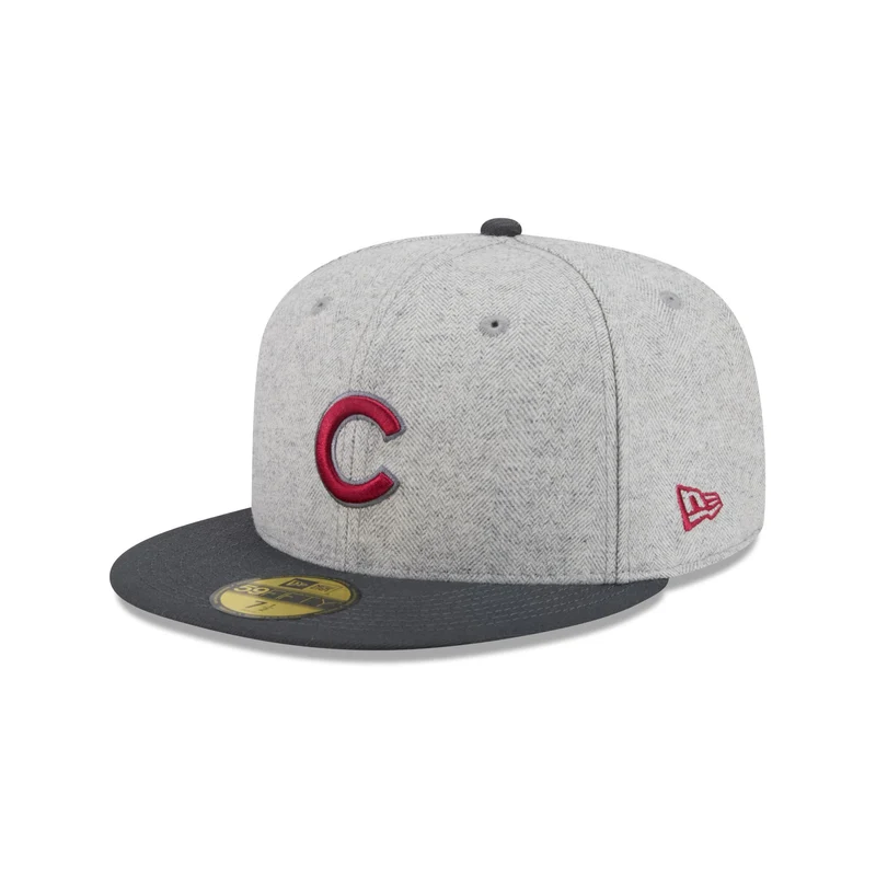 Chicago Cubs Gray Herringbone 59FIFTY Fitted Hat 7 1/4