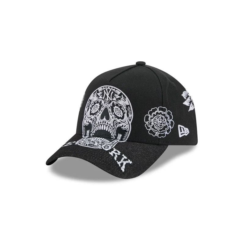 New York Yankees Day of the Dead Skull 9FORTY A-Frame Snapback Hat One Size