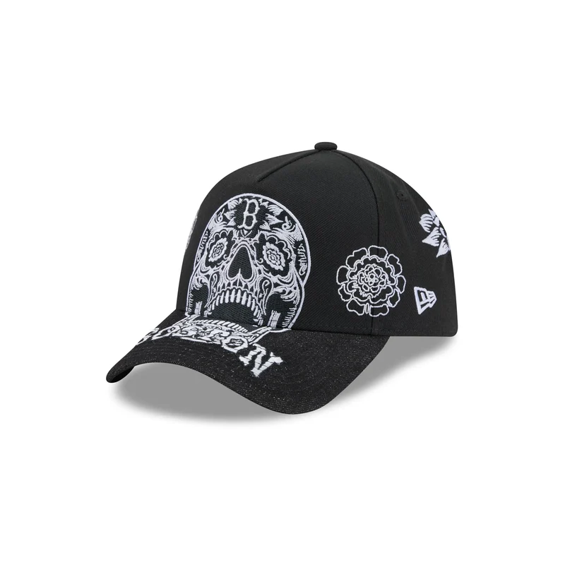 Boston Red Sox Day of the Dead Skull 9FORTY A-Frame Snapback Hat One Size