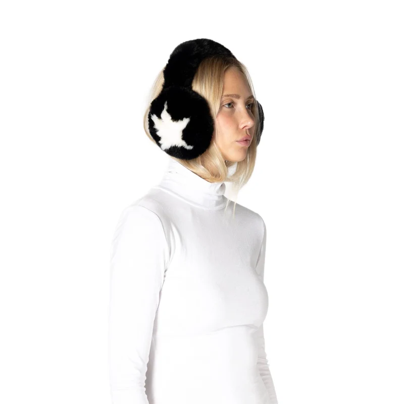 Lyla + Luxe Star Womens Earmuffs Black White / One Size