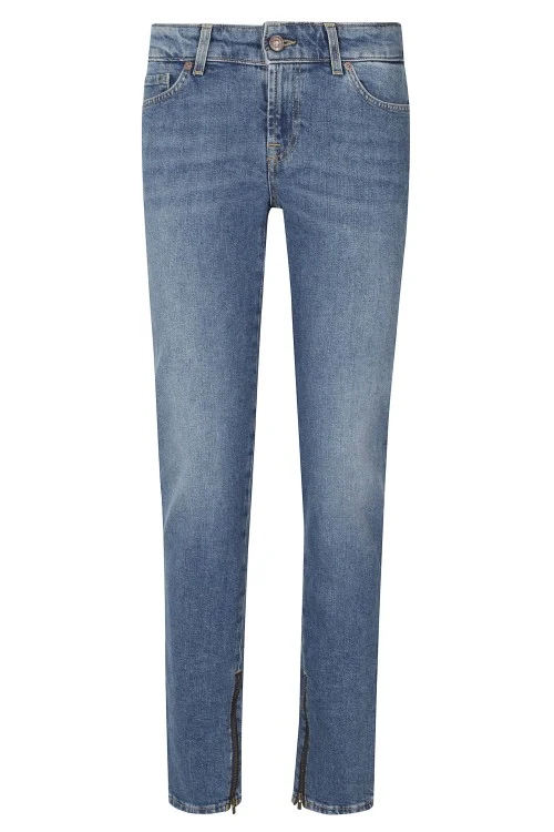 7 For All Mankind Midtown Blue Low-Rise Skinny Jeans waist/inches 27