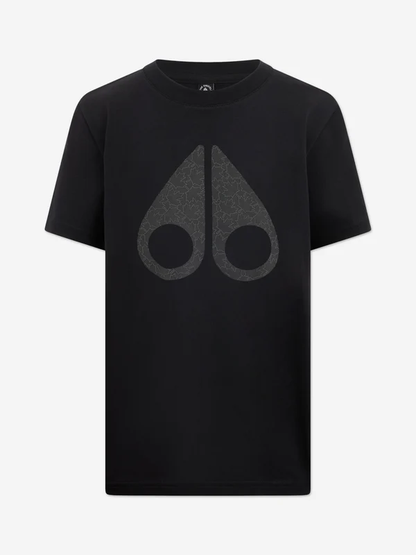 Moose Knuckles Kids Chamblee Leaf T-Shirt in Black Black / S 7 - 9 Yrs