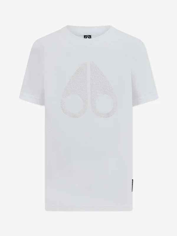 Moose Knuckles Kids Chamblee Leaf T-Shirt in White White / XS (6 Yrs)