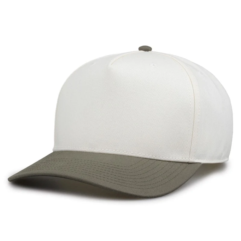 The Game GB525 5 Panel Twill Cap - Ivory Light Olive White Green-Olive / 6 7/8" - 7 5/8"