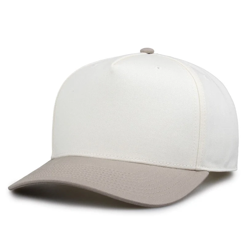 The Game GB525 5 Panel Twill Cap - Ivory Khaki White Brown-Light / 6 7/8" - 7 5/8"