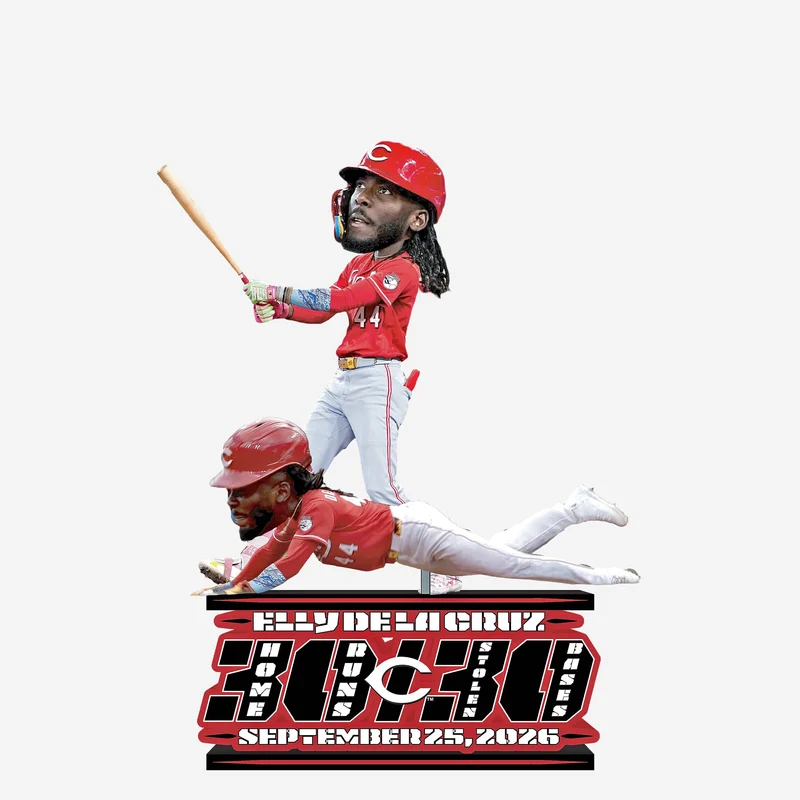 Elly De La Cruz Cincinnati Reds 30/30 Club Mini Bobblehead Scene