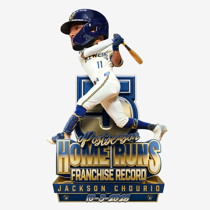 Jackson Chourio Milwaukee Brewers Most Postseason Home Runs Franchise Record Bobblehead