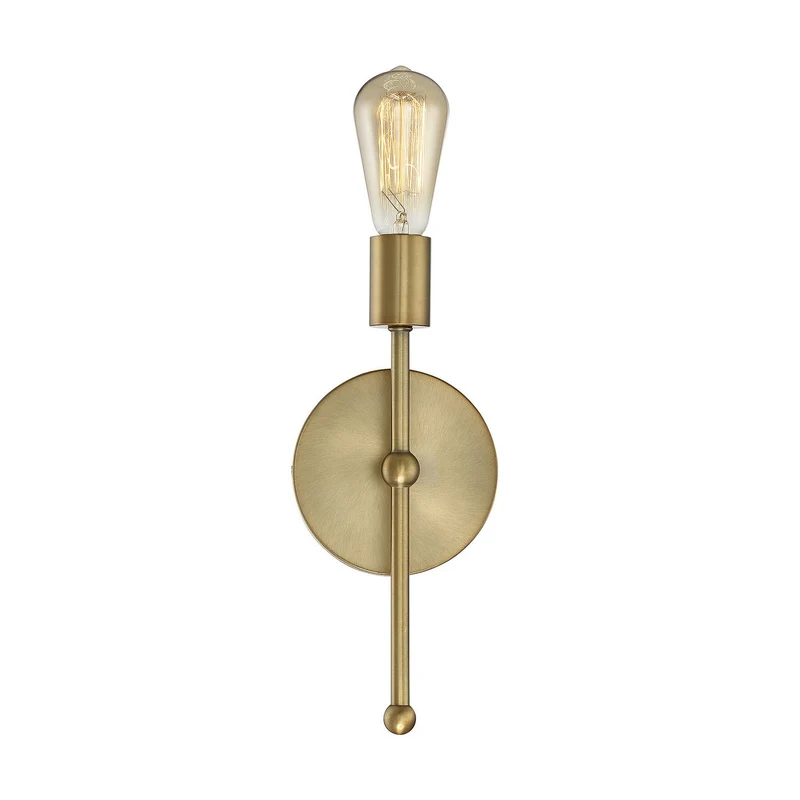 Meridian One Light Wall Sconce Natural Brass