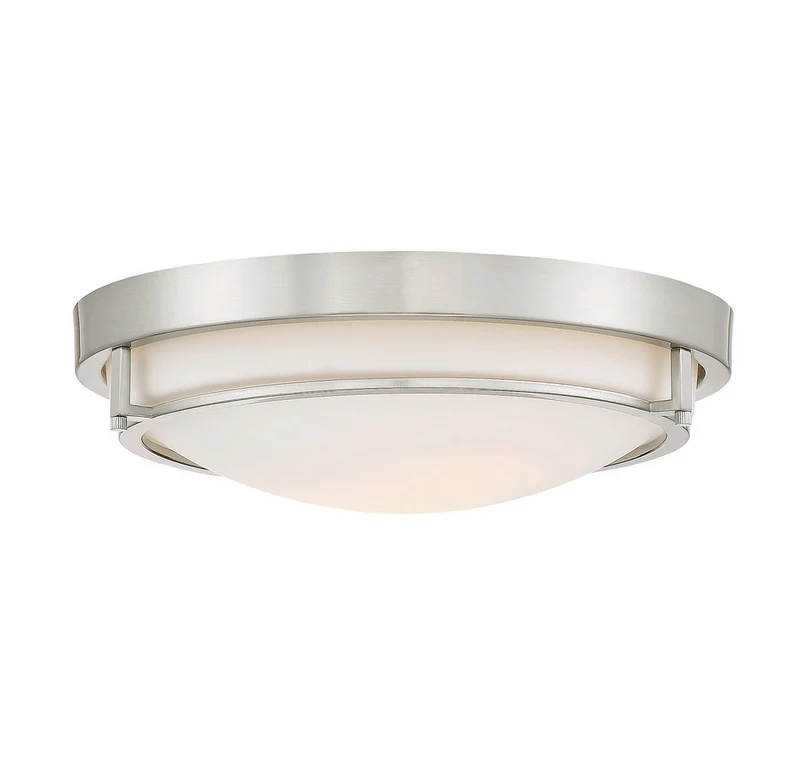 Meridian Two Light Flush Mount Brushed Nickel