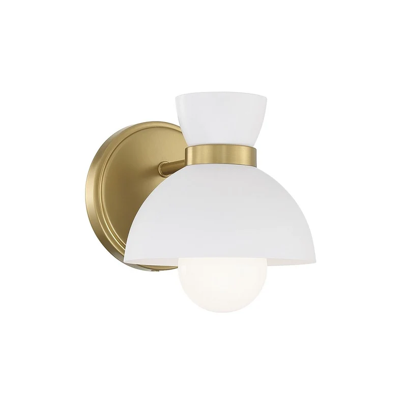 Meridian One Light Wall Sconce Natural Brass