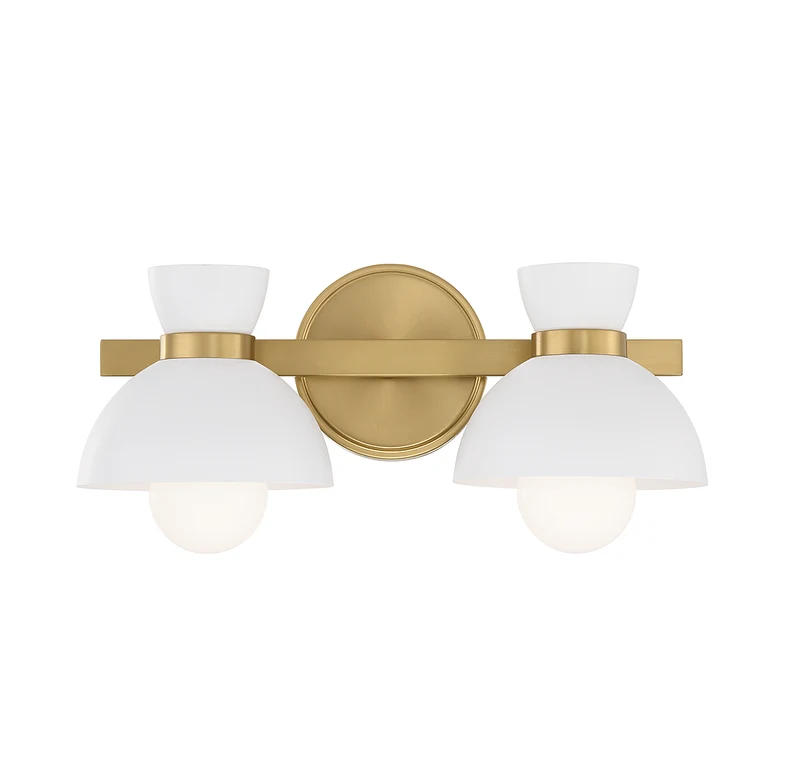 Meridian Two Light Bathroom Vanity Natural Brass