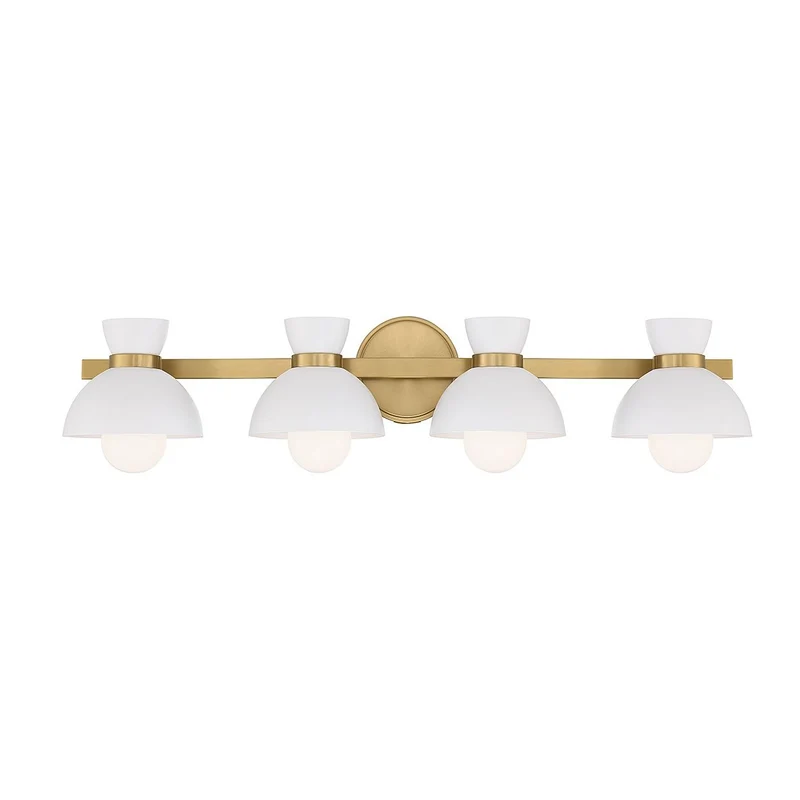 Meridian Four Light Bathroom Vanity Natural Brass