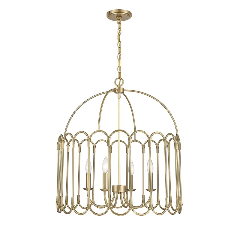 Meridian Four Light Pendant Natural Brass