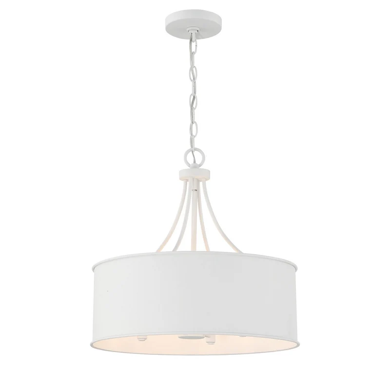 Meridian Four Light Pendant Bisque White