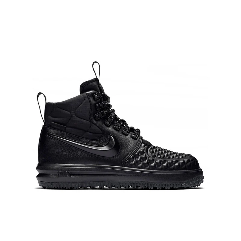 Nike Lunar Force 1 Lace Up Black Smooth Leather Womens Trainers AA0283 001 5.5