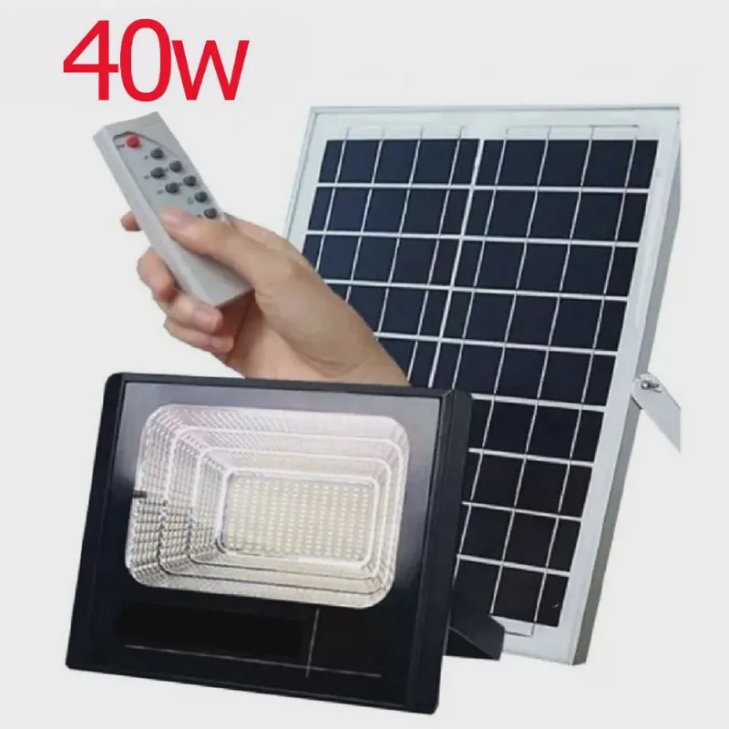 Refletor Energia Solar holofote Placa 40w Sensor Bateria Luminaria