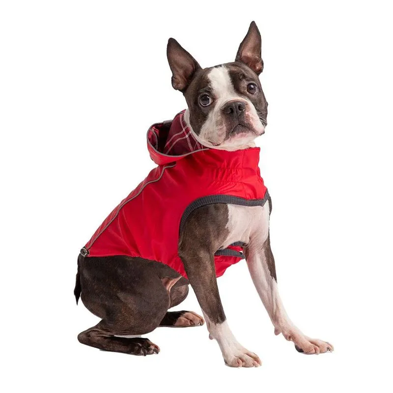 Capa De Chuva Gf Pet Dupla Face Vermelho E Xadrez Para Cães - Tam. Gg