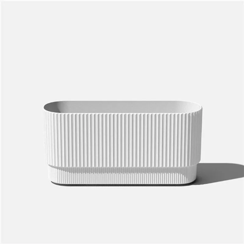 Veradek Demi Series 30-in Long Plastic-Stone Planter - White