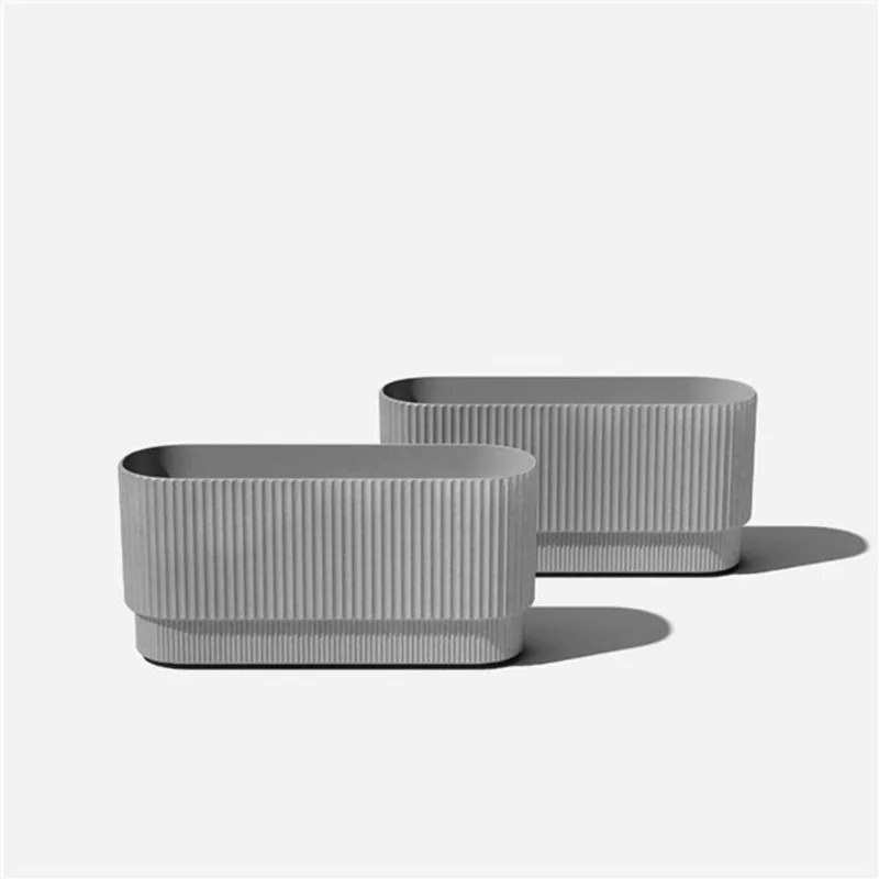 Veradek Demi Series 30-in Long Plastic-Stone Planter - Grey - 2/Pk