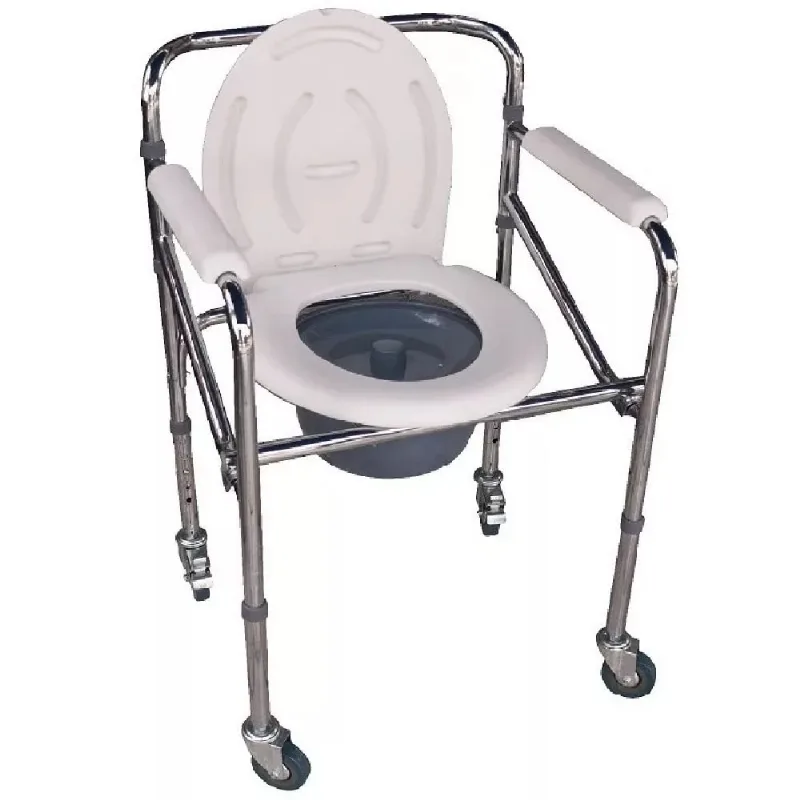Silla Sanitario con Ruedas Importada Acero Cromado