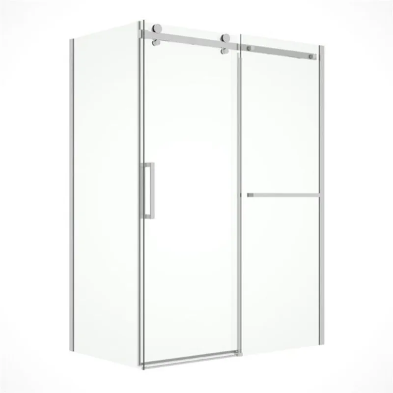 GEF Paxton Frameless Sliding Shower Door with 36-in Side Panel in Chrome - 60 x 79-in