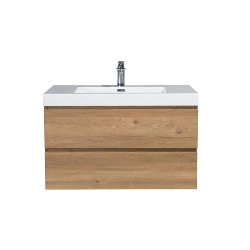 GEF Almere Bathroom Vanity 36 x 19.5-in White Acrylic Top - Rough Oak
