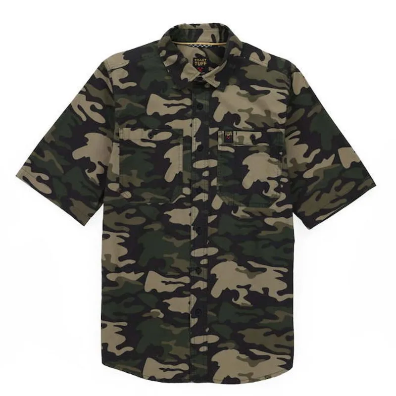 Tilley Tuff Short-Sleeve Work Shirt for Men in Camouflage Olive Cotton - Large