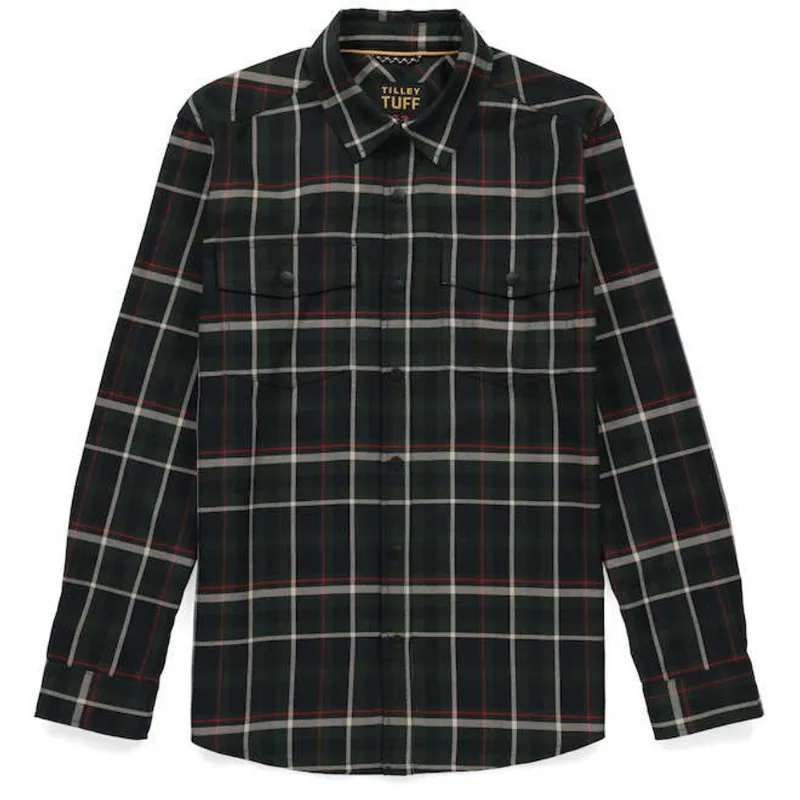 Tilley Tuff Long-Sleeve Work Shirt for Men in Plaid Dark Green Cotton - 3X-Large
