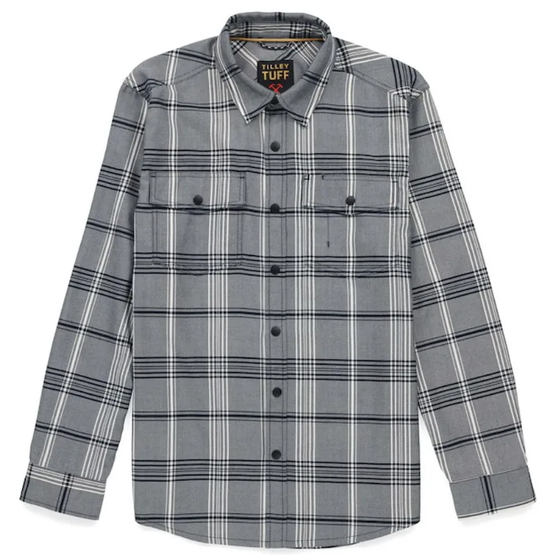 Tilley Tuff Long-Sleeve Work Shirt for Men in Plaid Indigo Cotton - Medium
