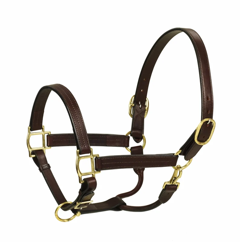 HK Americana Triple Stitched Leather Halter- 1 Inch Wide Oakbark / Oversize