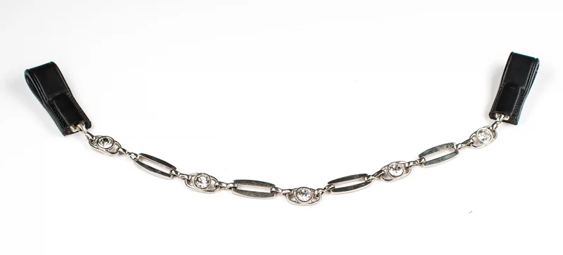 HK Americana Crystal Chain Browband 3/4 Inch Wide Nickel Black / Full
