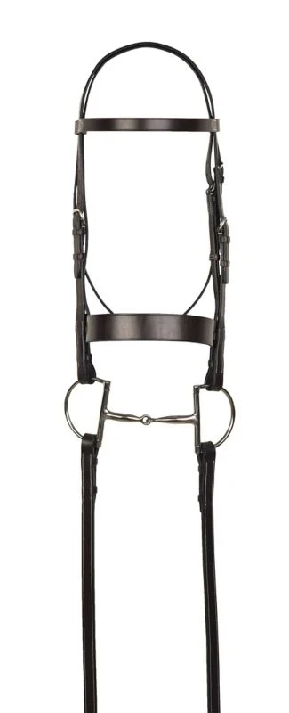 Aramas Flat Hunt Bridle with Lace Reins Cob Chocol Chocolate / Cob