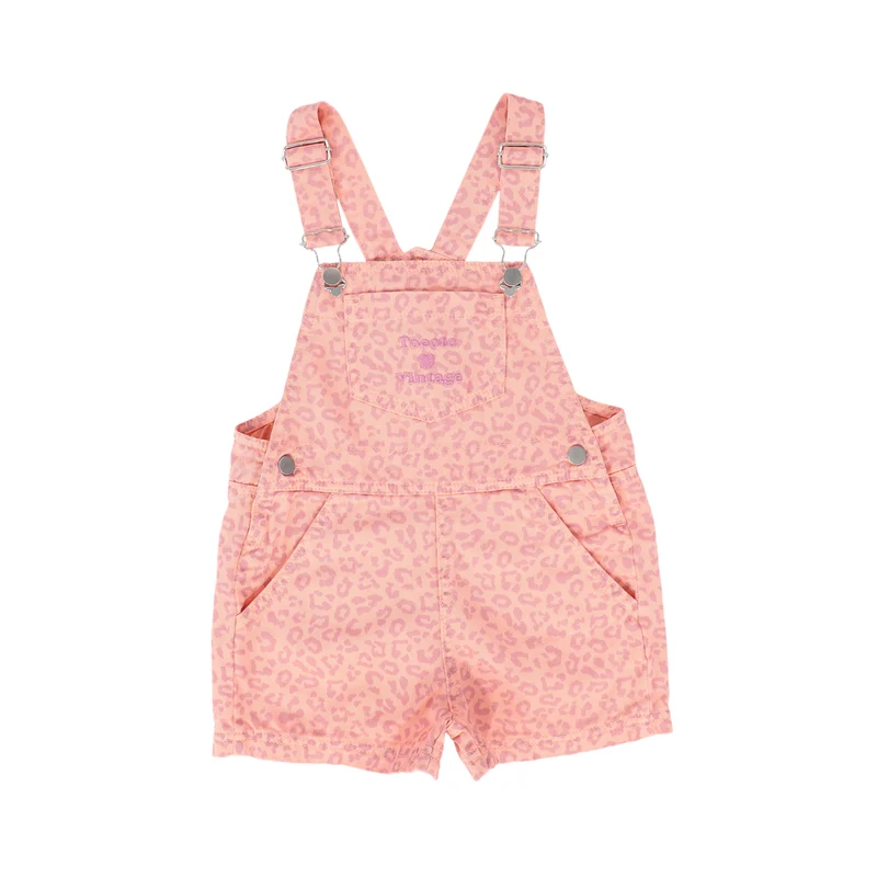 TOCOTO VINTAGE CORAL DENIM ANIMAL PRINT OVERALLS [FINAL SALE] 4