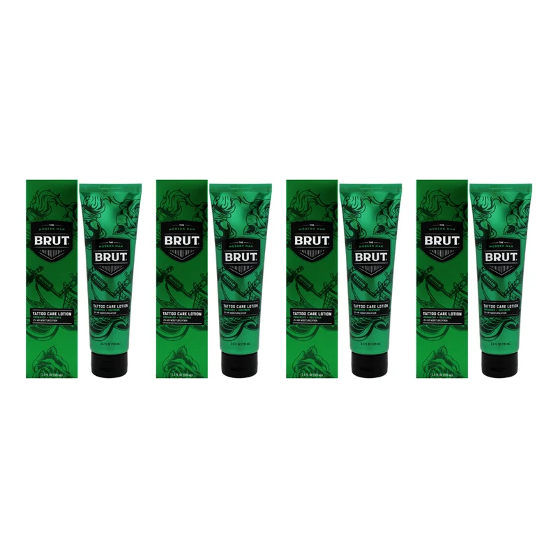 Brut Tattoo Care Lotion 24 HR Moisturization by Brut for Men - 3.5 oz Lotion - Pack of 4 3.5 oz