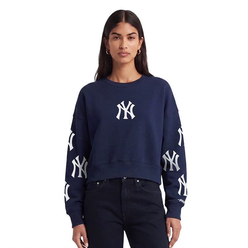 SUDADERA DE CUELLO REDONDO MLB NEW YORK YANKEES ALL PRO PARA MUJER M / AZUL MARINO