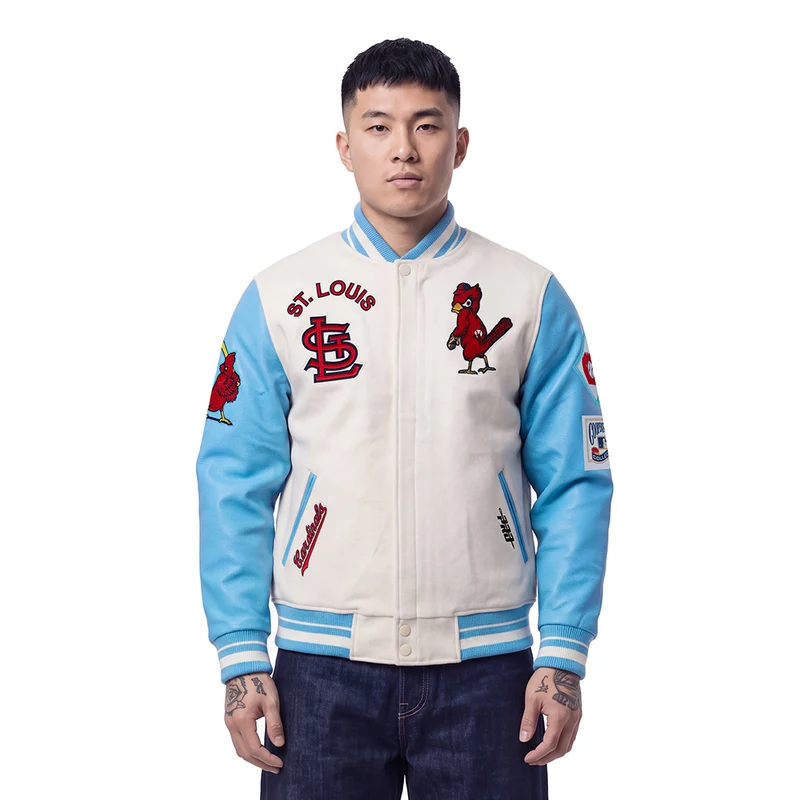 CHAMARRA UNIVERSITARIA MLB ST. LOUIS CARDINALS RETRO CLASSICS XL / CREMA / AZUL