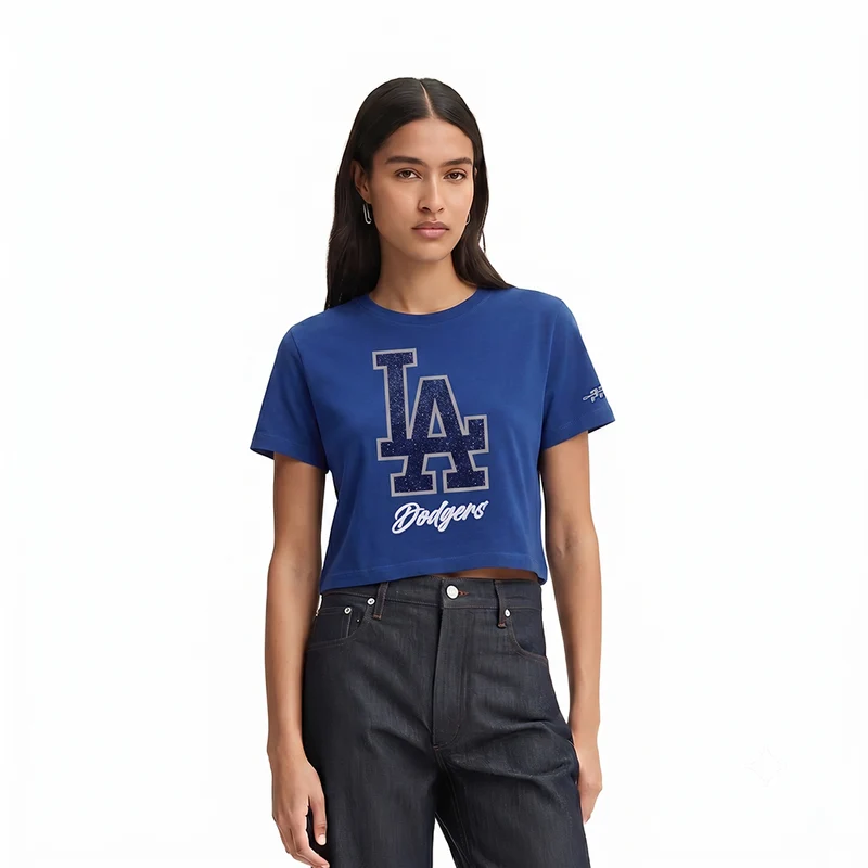 MANGA CORTA MLB LOS ANGELES DODGERS TEAM CRYSTALLINE PARA MUJER S / AZUL DESLAVADO