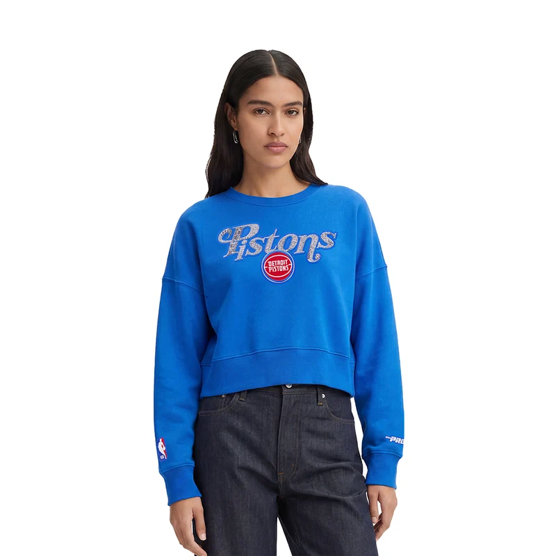 SUDADERA DE CUELLO REDONDO NBA DETROIT PISTONS SHOW TIME PARA MUJER XL / AZUL REY