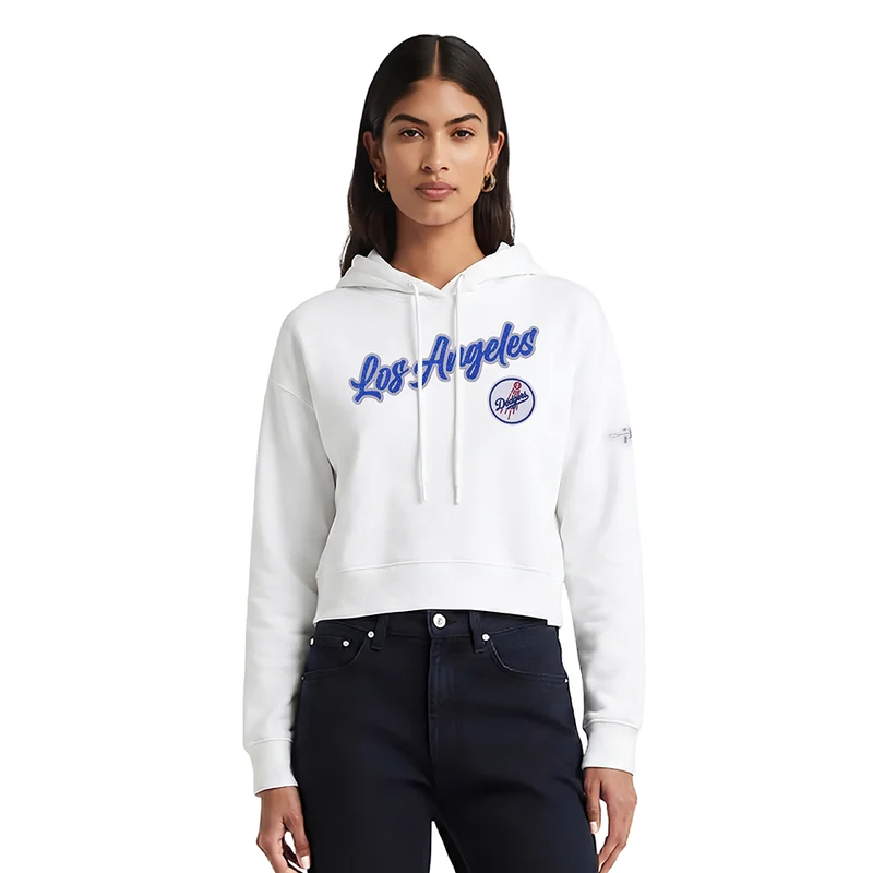 SUDADERA CON GORRO MLB LOS ANGELES DODGERS TEAM CRYSTALLINE PARA MUJER XL / BLANCO