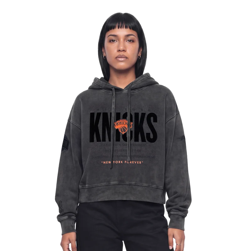 SUDADERA CON GORRO NBA NEW YORK KNICKS ECLIPSE PARA MUJER M / NEGRO DESLAVADO