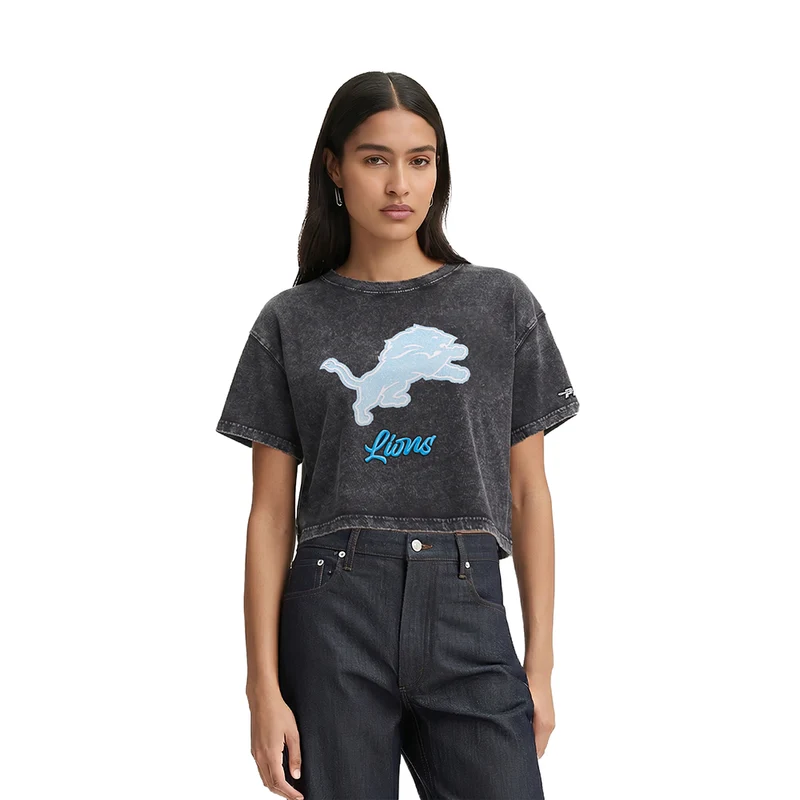 PLAYERA NFL DETROIT LIONS TEAM CRYSTALLINE PARA MUJER S / NEGRO DESGASTADO