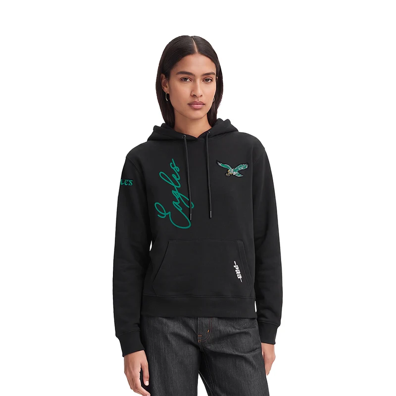 SUDADERA CON GORRO NFL PHILADELPHIA EAGLES ORIGINAL PLAYERS PARA MUJER M / NEGRO