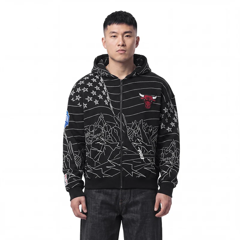 SUDADERA CON CIERRE NBA CHICAGO BULLS PRO PREMIUM 2XL / NEGRO