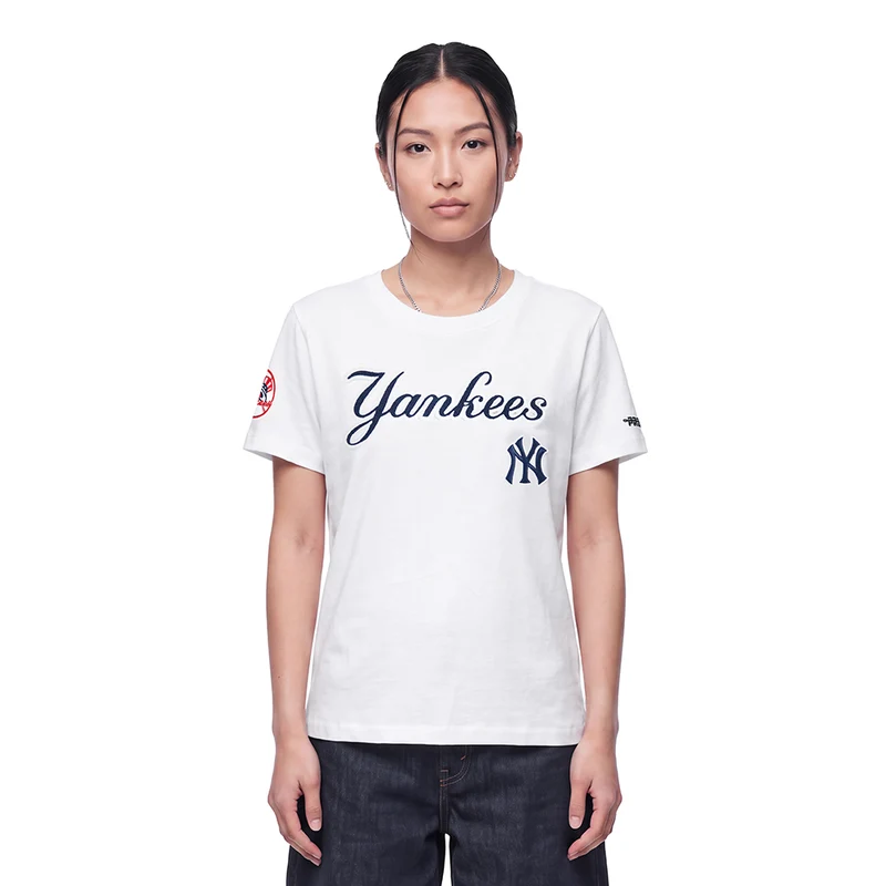 MANGA CORTA MLB NEW YORK YANKEES CLASSIC CHENILLE PARA MUJER M / BLANCO
