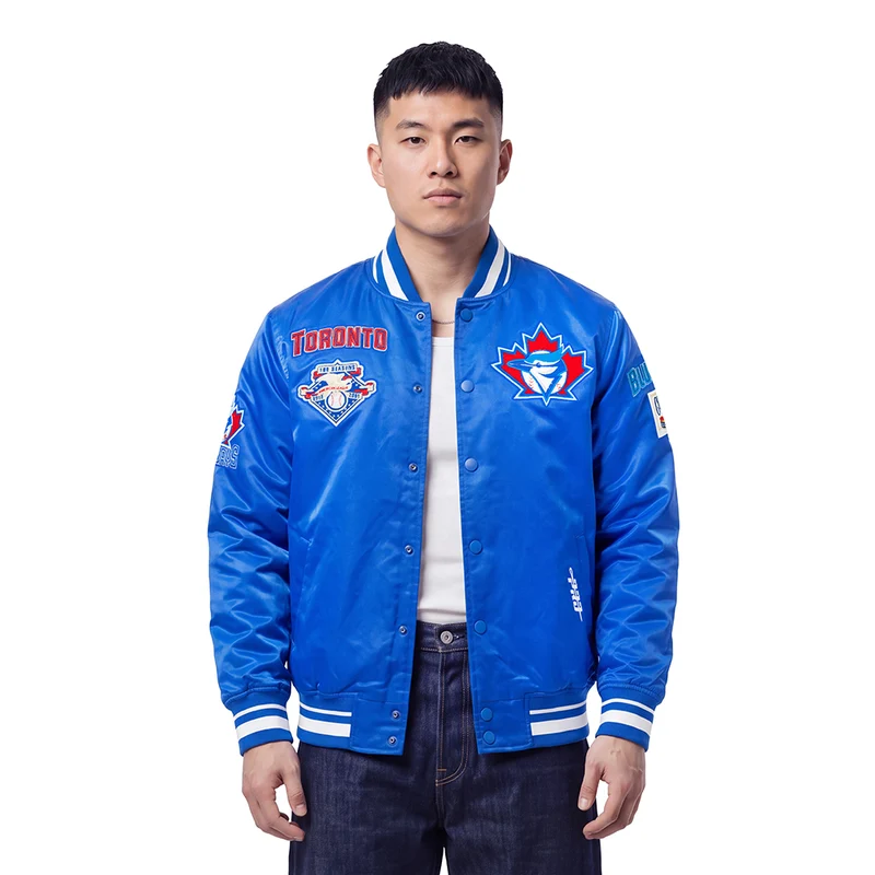 CHAMARRA DE SATIN MLB TORONTO BLUE JAYS RETRO CLASSICS 3XL / AZUL REY