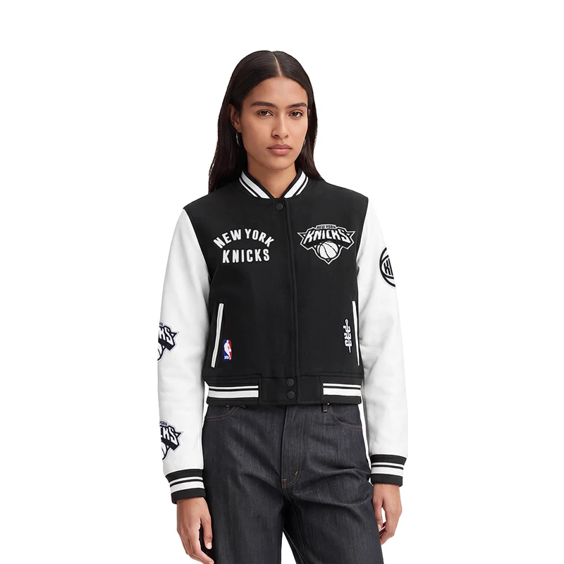 CHAMARRA UNIVERSITARIA NBA NEW YORK KNICKS ALL PRO PARA MUJER S / NEGRO / BLANCO