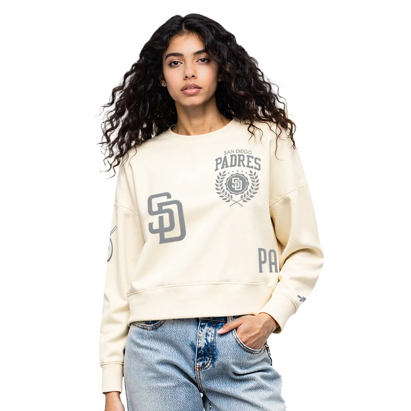 SUDADERA DE CUELLO REDONDO MLB SAN DIEGO PADRES STREET TEAM PARA MUJER S / CREMA